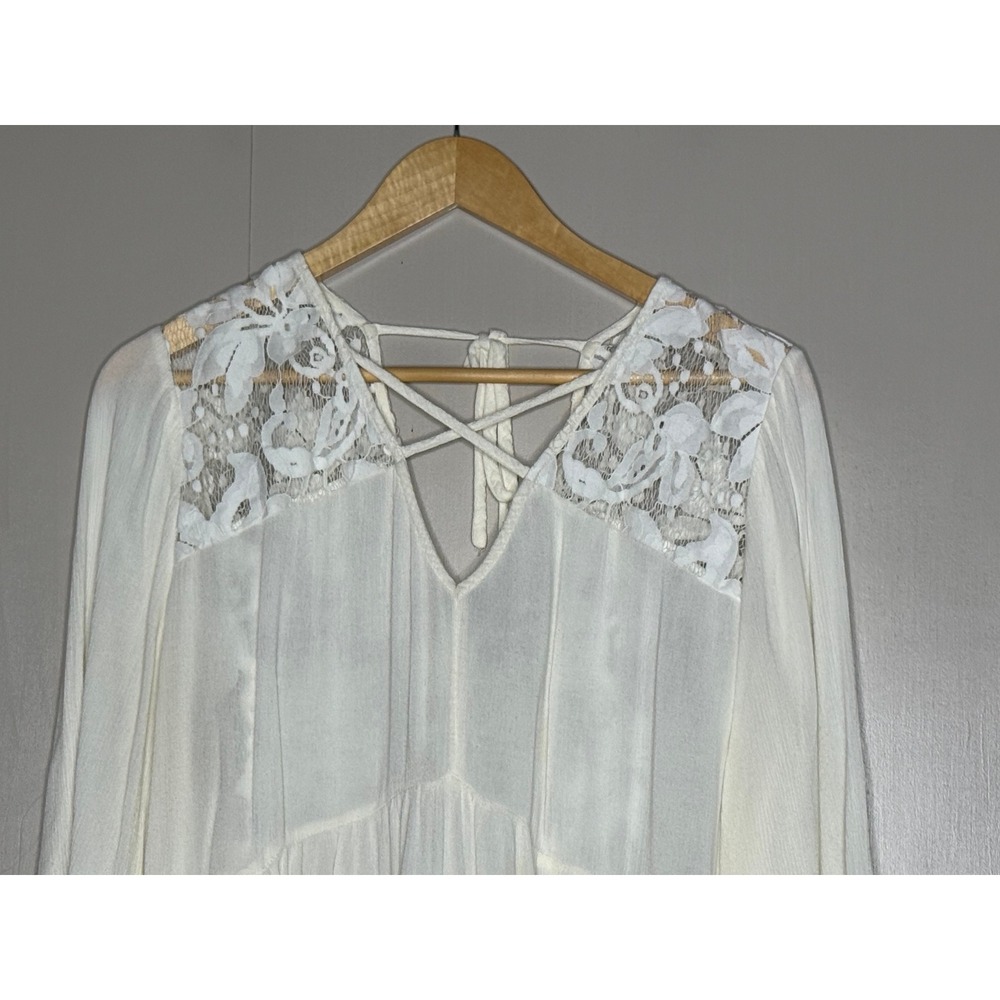 American Eagle Outfitters Ivory Lace Boho Babydoll Tunic Top XXL - Picture 2 of 8